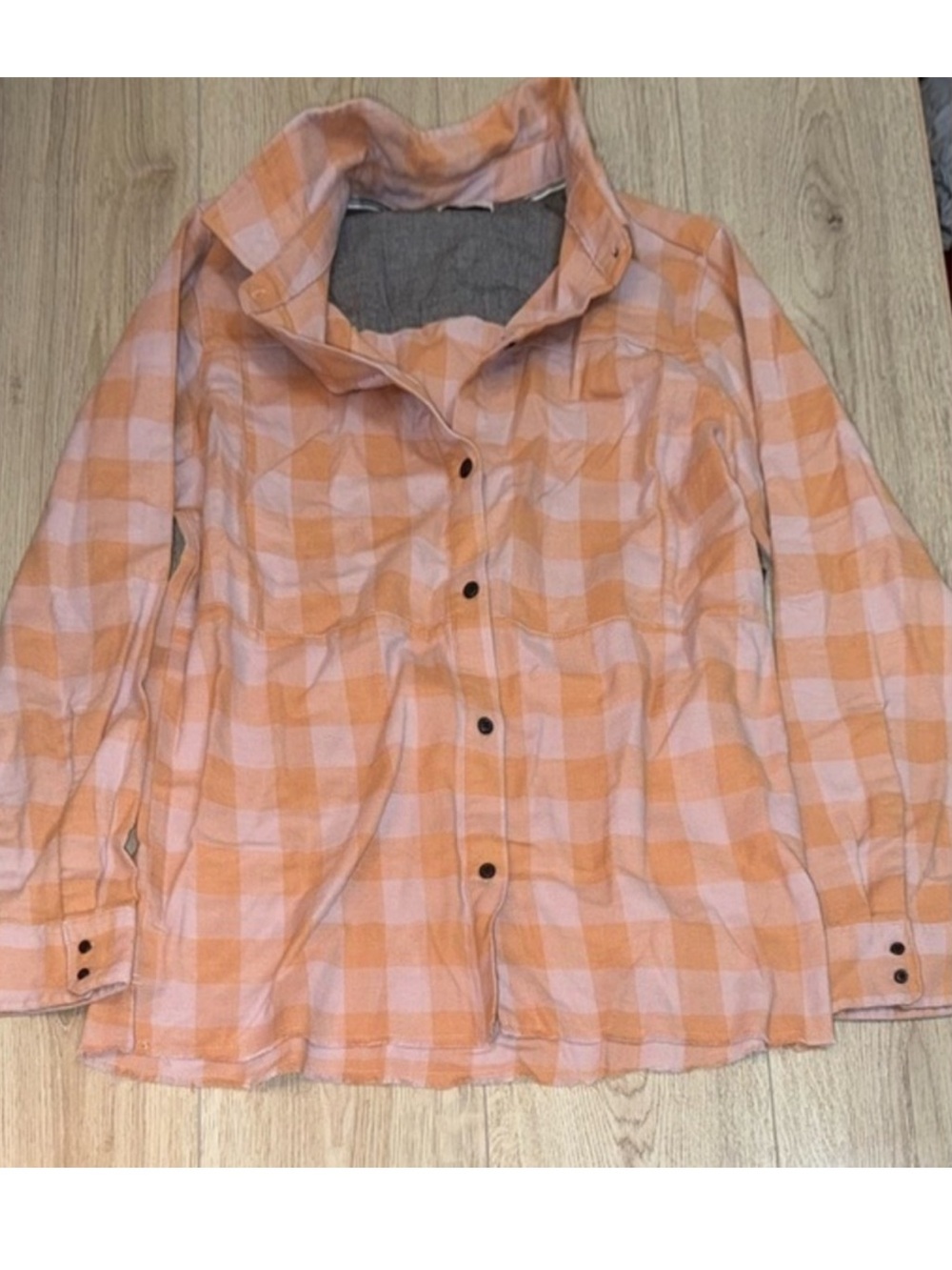 Hurley Orange Plaid Button-Front shirt button down top